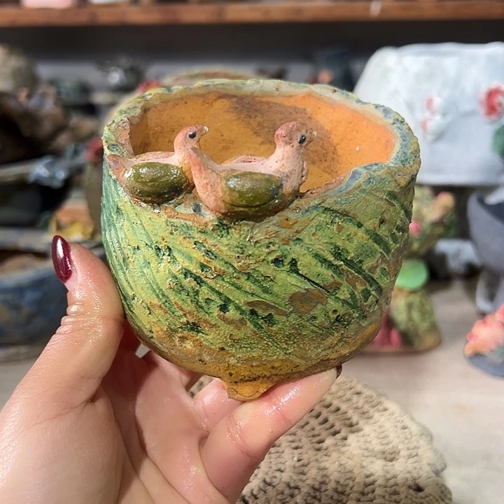 手工粗陶高温花盆