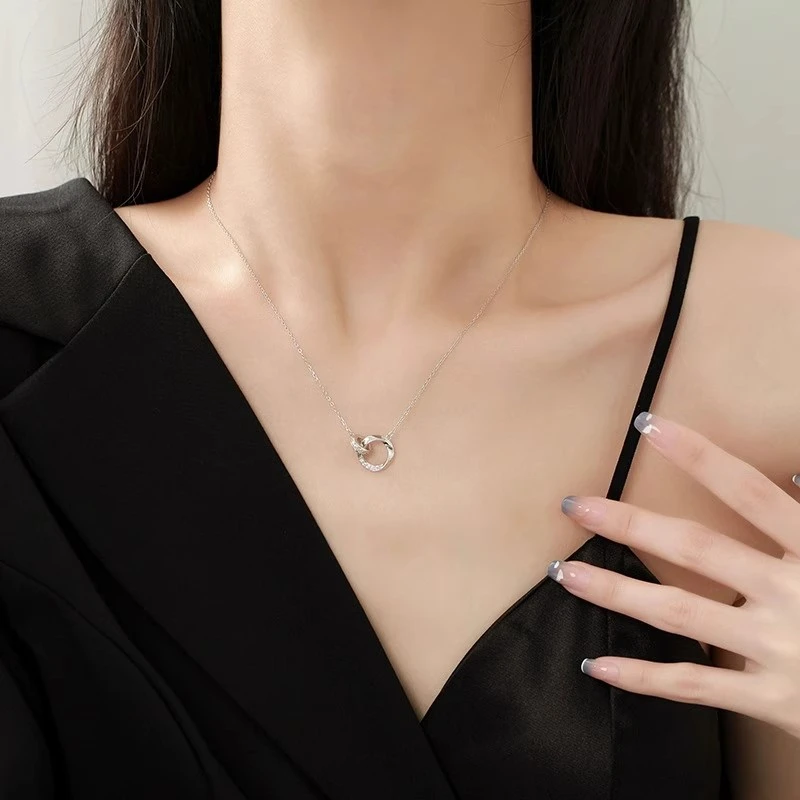 坠链均足银 999纯银莫比乌斯环项链女款锁骨链情人节礼物送女友