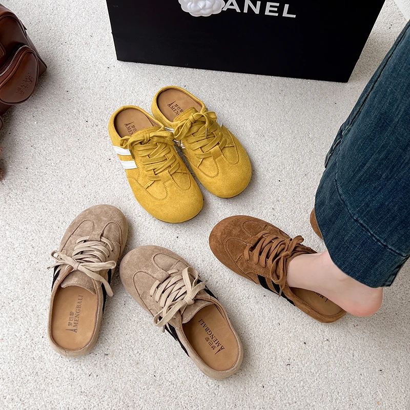 透气凉鞋包头拖百搭日常防滑中跟夏季半拖鞋休闲德训鞋系带拖鞋