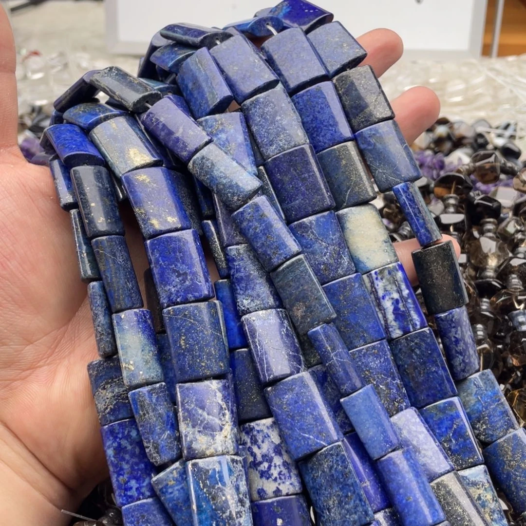 合金玛瑙/玉髓珠宝半成品一条装青金长方片15^19mm