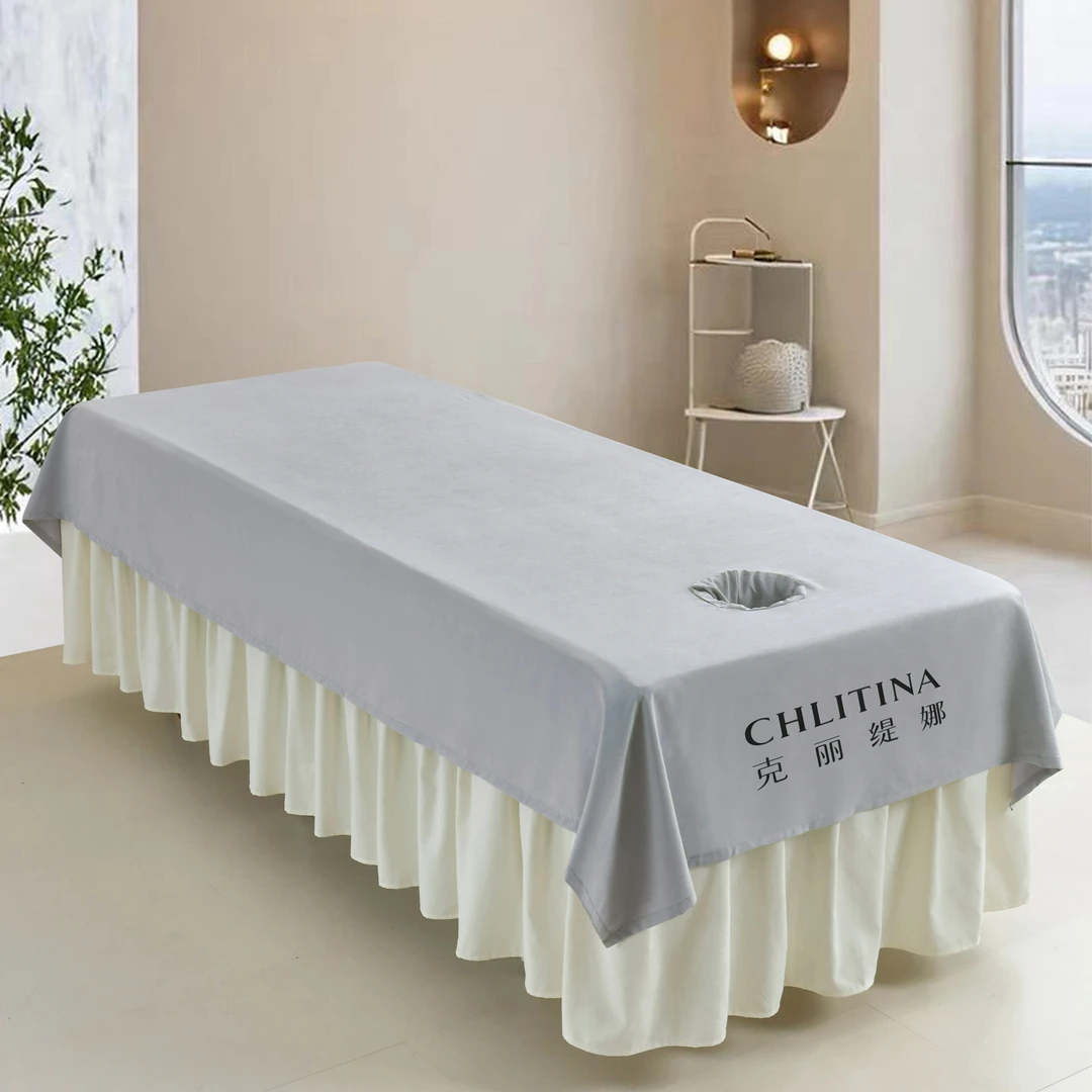 美容床床单美容院专用隔脏床单按摩床单加大床单床铺巾带洞