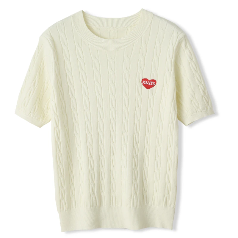 【福利款】背心新款爱心刺绣女士半高修身打底毛衣女百搭宽松