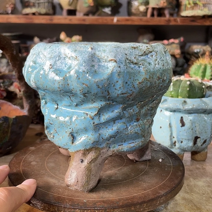 手工粗陶透气高温花盆21