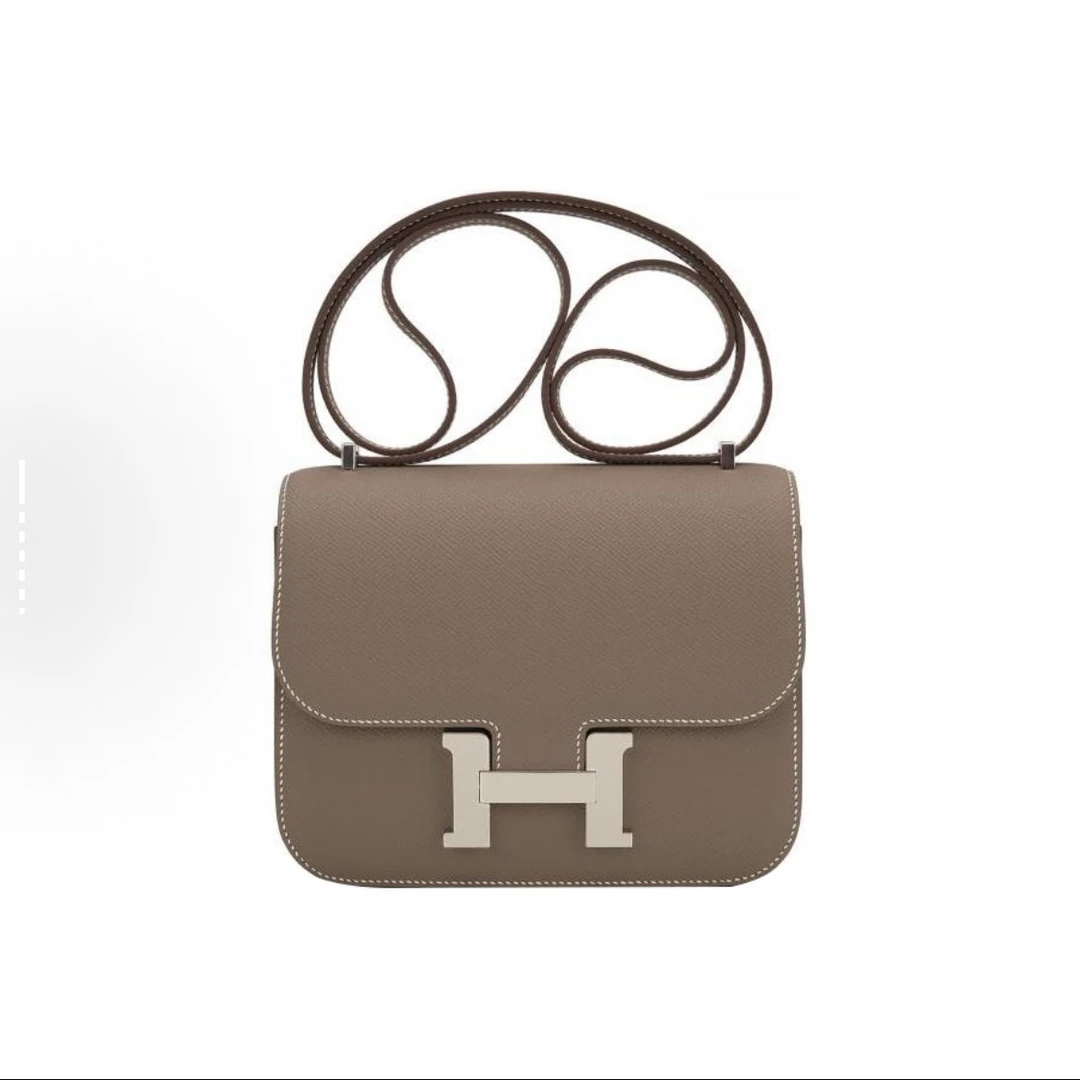 未使用 Hermes/爱马仕 大象灰银扣 Constance 19 康康 Epsom牛皮