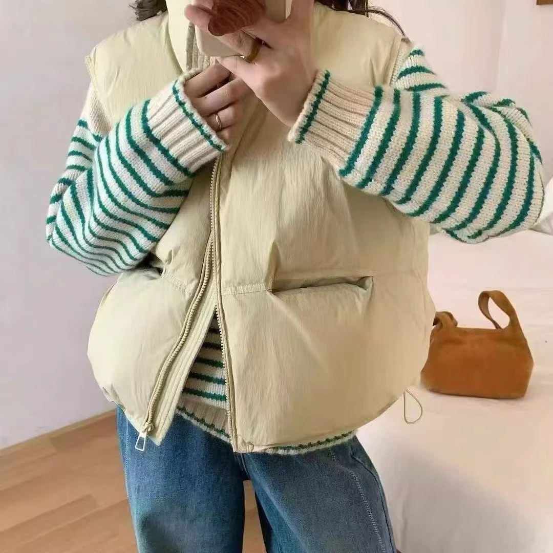 百搭白鸭绒立领羽绒马甲女2025秋冬宽松百搭简约时尚保暖马甲外套