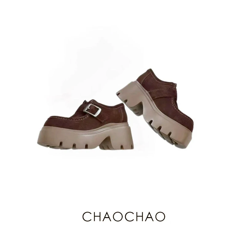 CHAOCHAO | 时尚圆头乐福鞋厚底休闲松糕底百搭复古时髦通勤