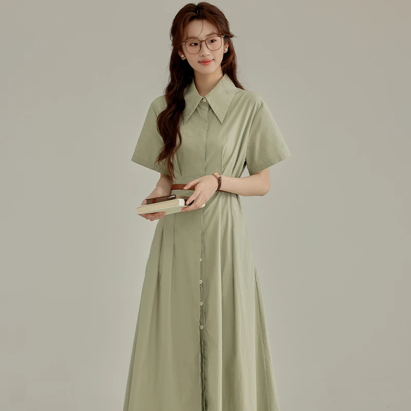 【三寸藕】法式温柔风短袖连衣裙女文艺面试复试穿搭484