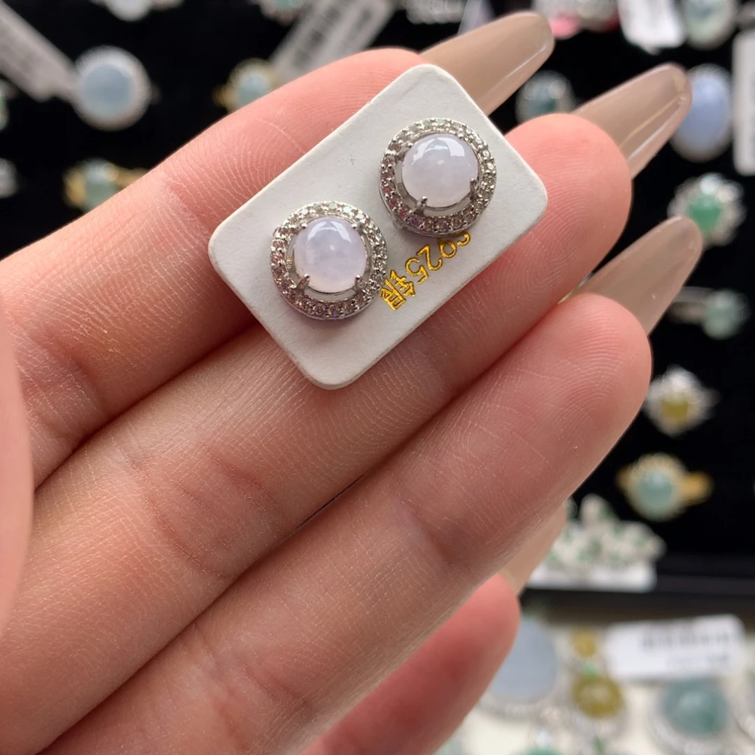 颈饰银S925镶嵌翡翠耳钉