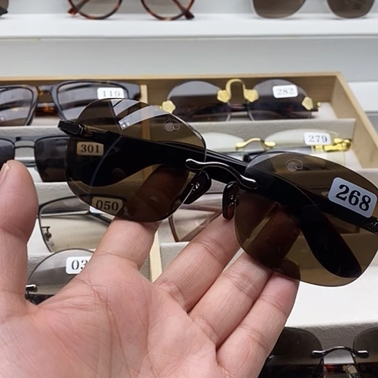 无框款纯天然石头水晶眼镜