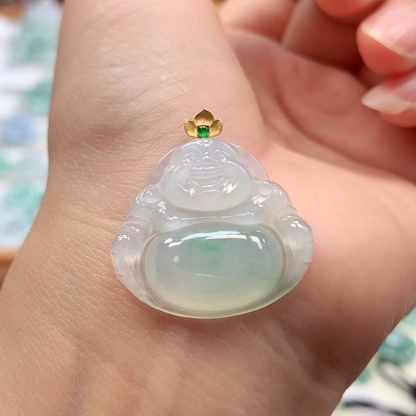 【闪购商品】翡翠18K金镶嵌吊坠(赠链)