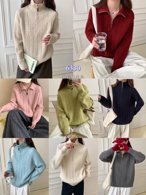 6330春季新款半拉链毛衣