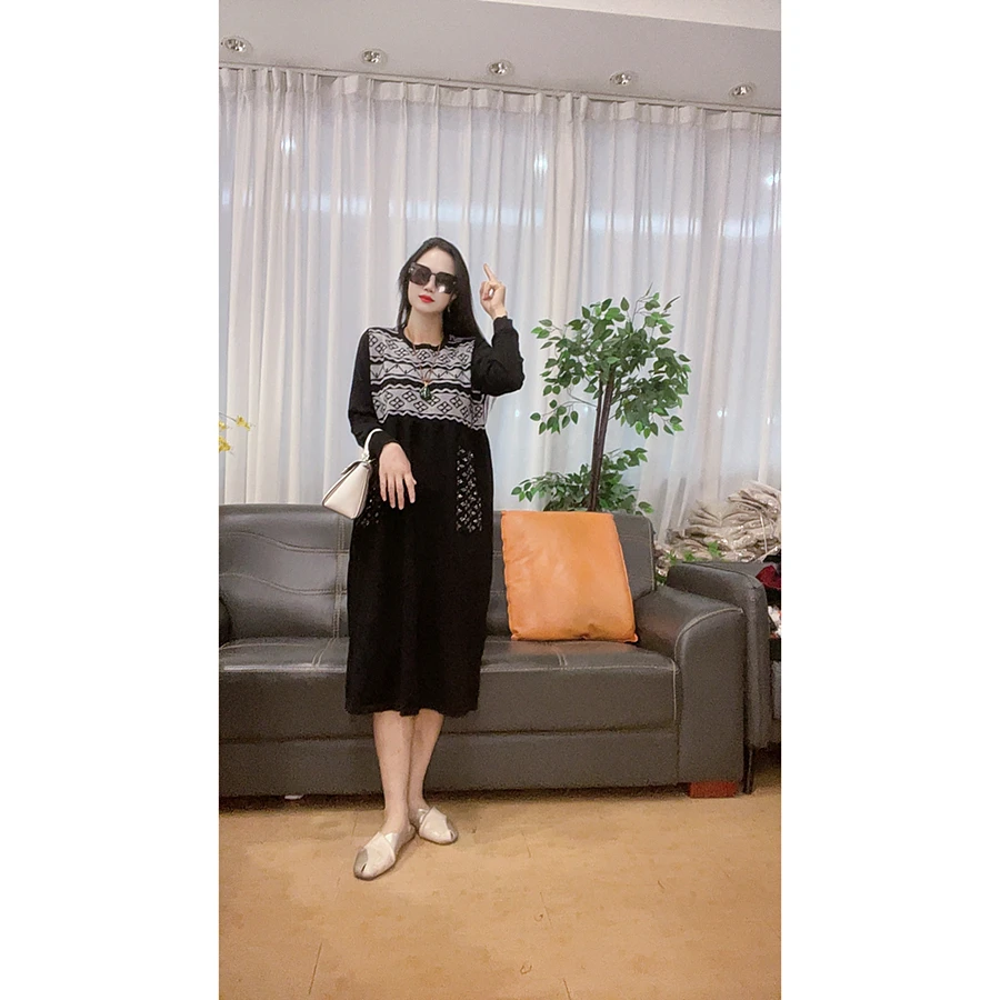 4625 秋冬新款大码女装连衣裙气质长袖连衣裙