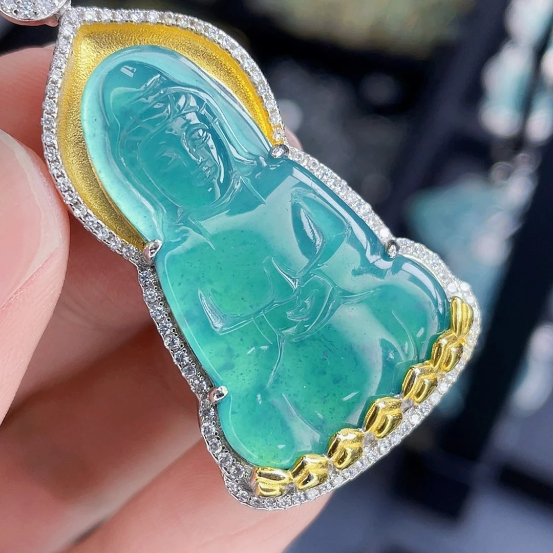 翡翠吊坠(不含链)银S925镶嵌