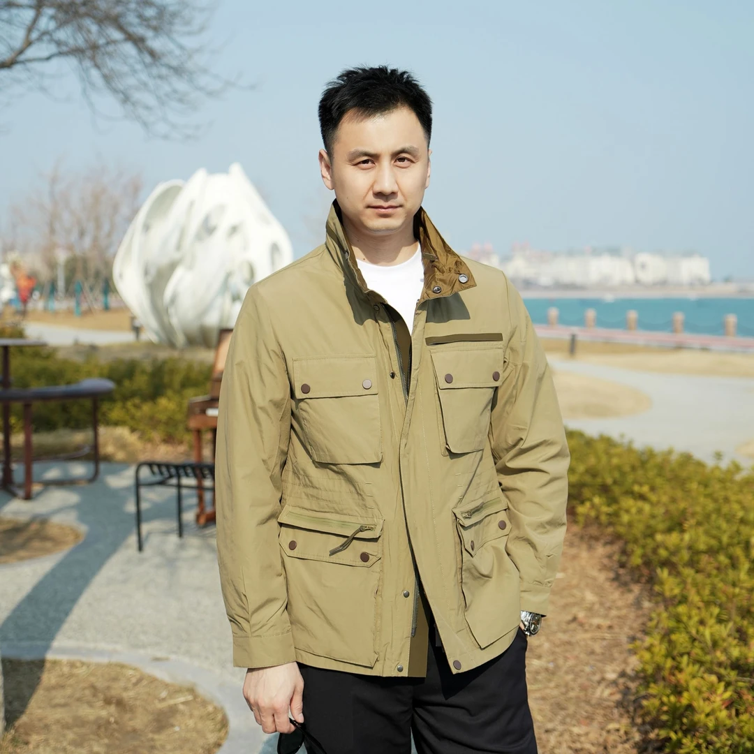 178 春季新款男士猎装夹克立领多口袋拼接户外防水外套   BESK065