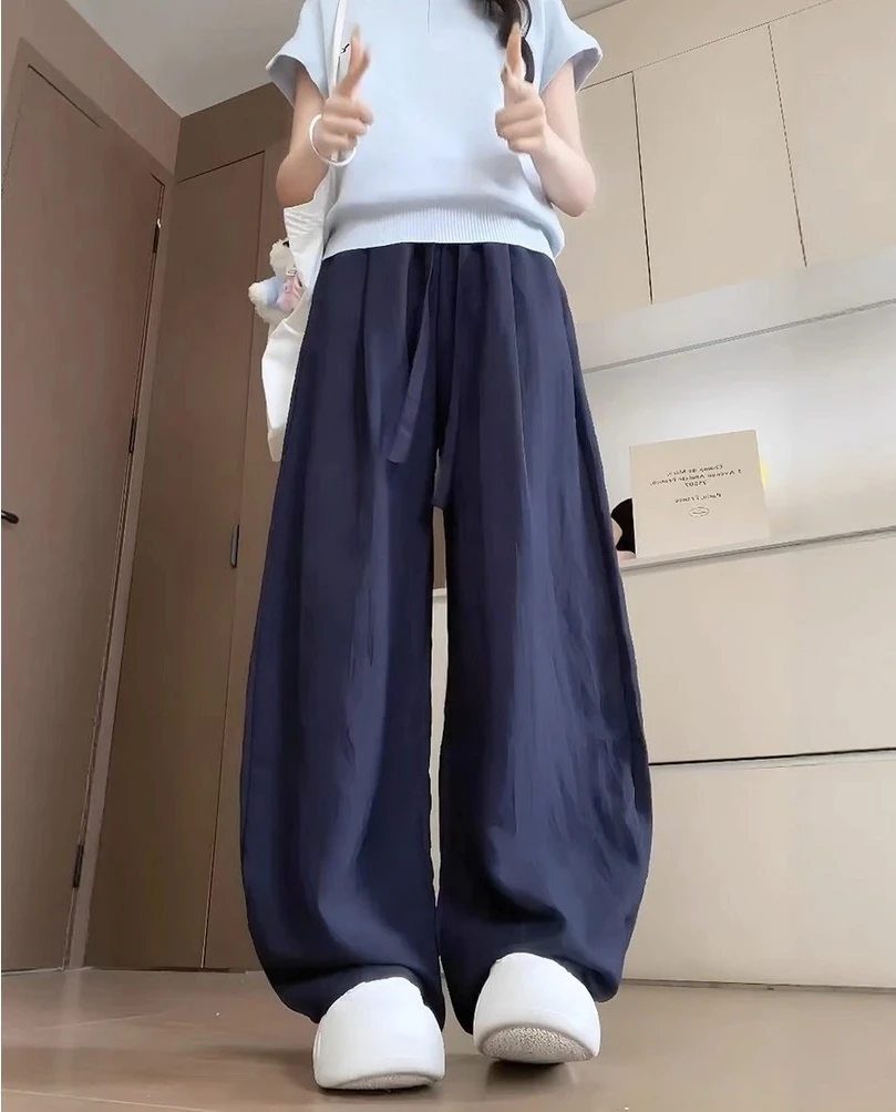 【现货+运补8】天 丝 亚 麻  松弛老钱风！弯刀型抽绳松紧腰休闲裤