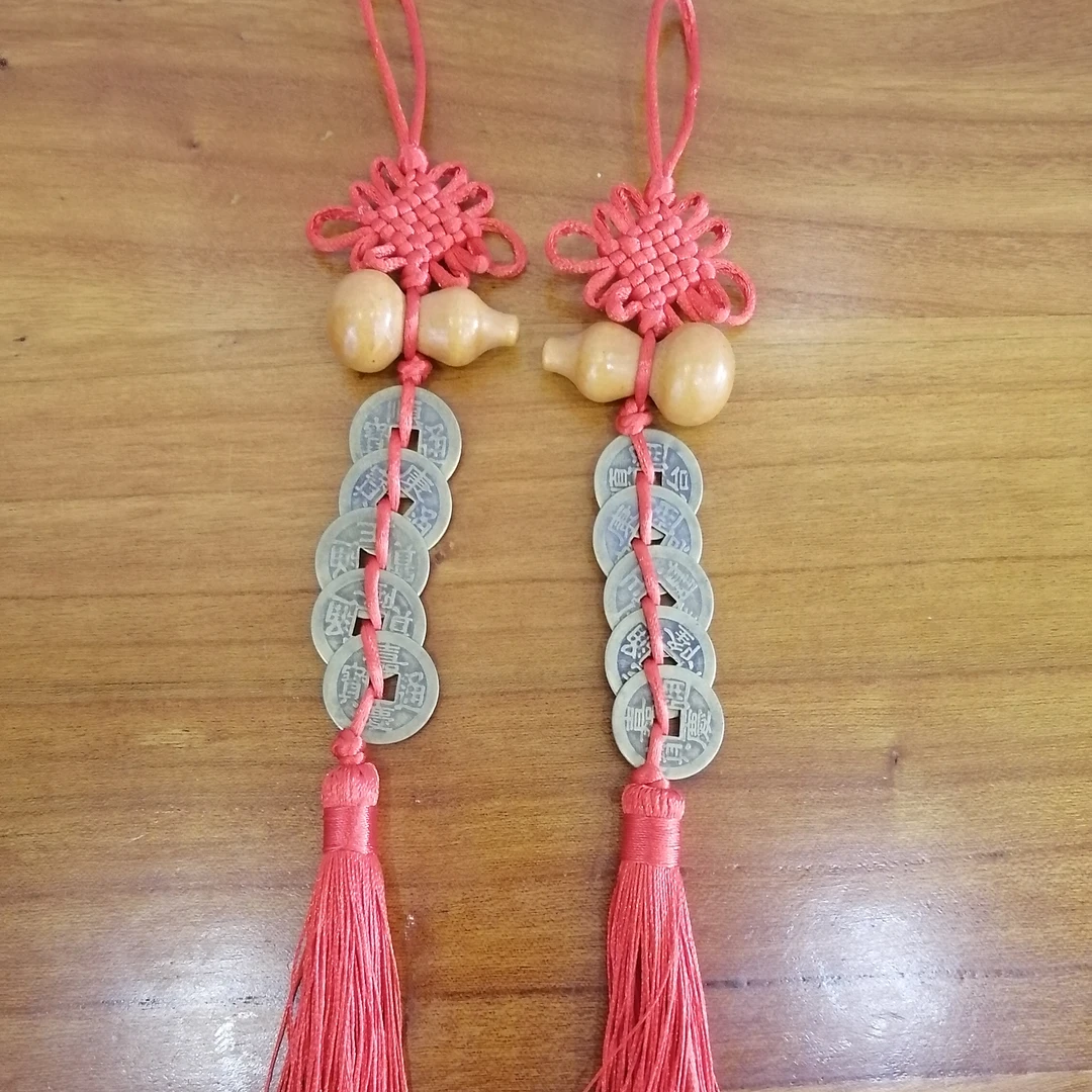桃木葫芦五帝钱挂件门对门化解风水人财两旺家用挂件
