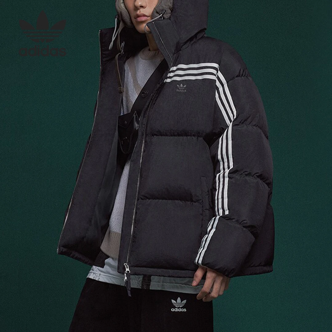 Adidas/阿迪达斯正品三叶草男子保暖连帽休闲羽绒服IU4829