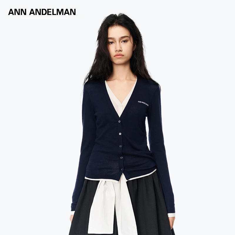 ANN ANDELMAN25秋季新款假两件毛织长袖开衫女