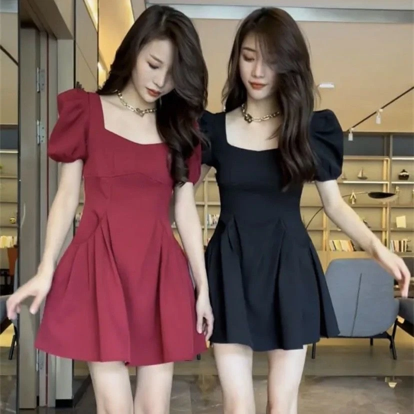 女款公主裙吊带白色修身女辣妹褶皱年时尚短款小黑裙复古风短裙子