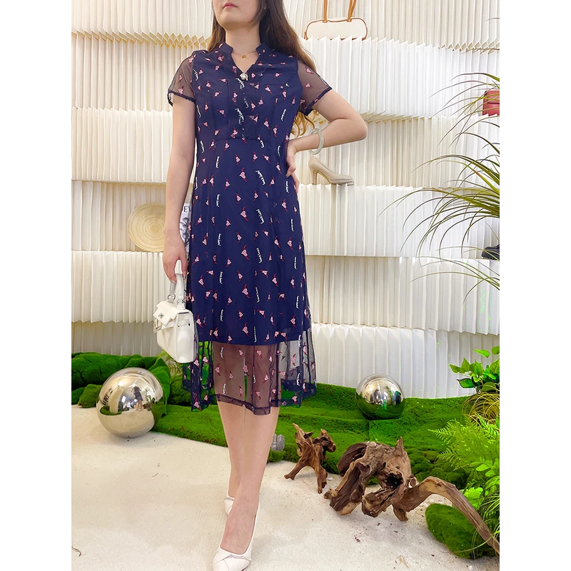 K&CH/纤纤牌时装夏季新款显瘦高腰小众设计连衣裙女C212S183F1