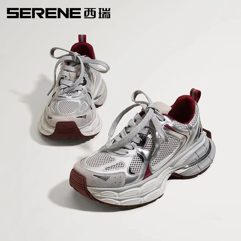 西瑞女鞋复古增高老爹鞋秋季轻便鞋子女款爆款2025年新款