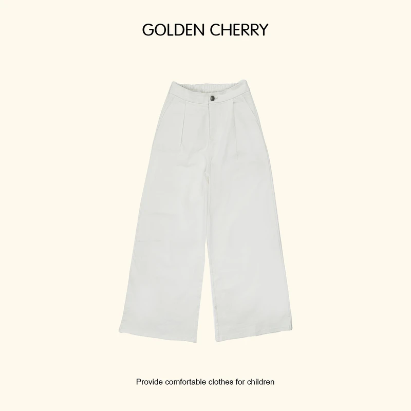6【金樱桃 Golden cherry】亲子一粒扣纯色捏褶休闲裤288029