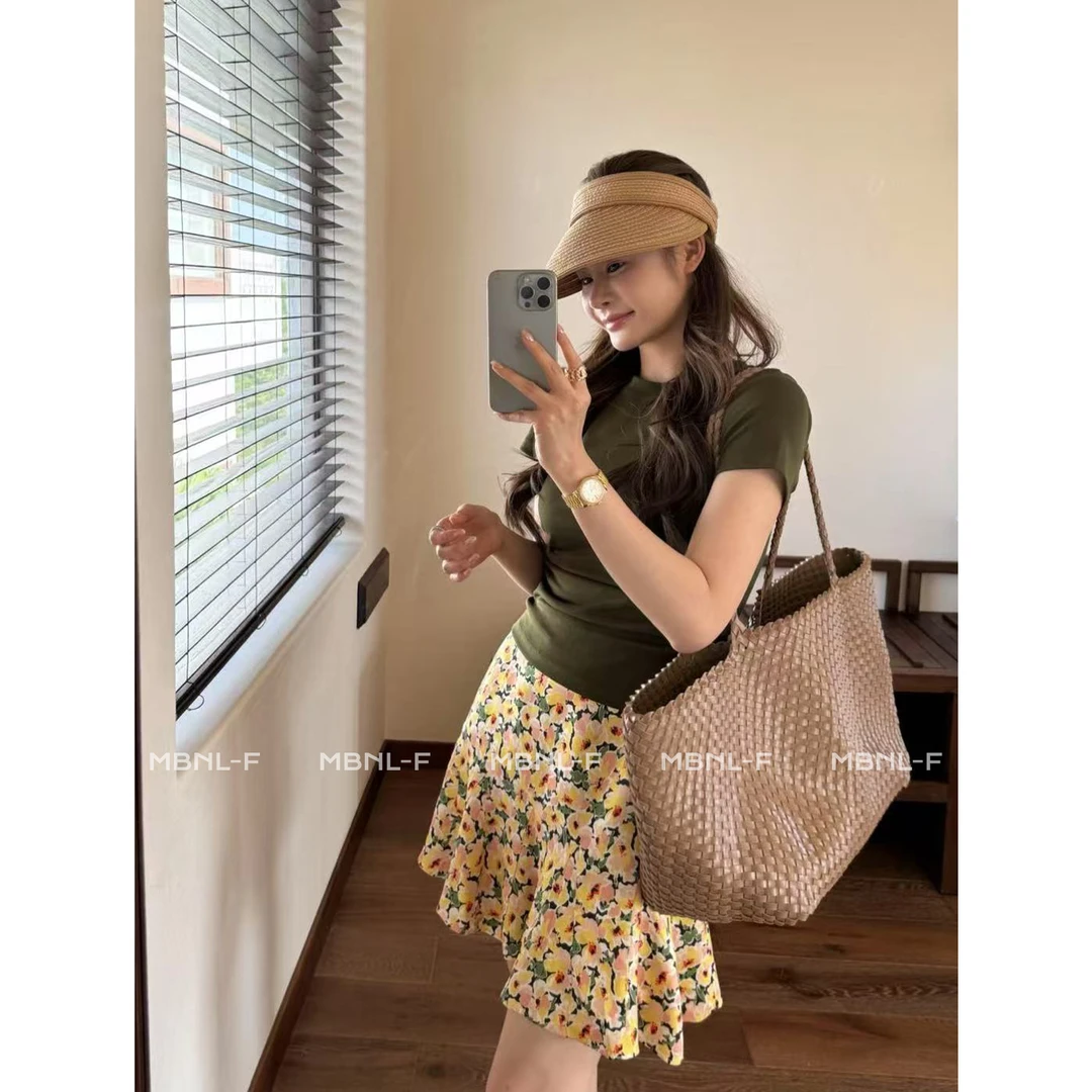MBNL-F “插片小花裙” 100%人丝重工插片碎花短裙 秦磊XM-XQZ2932