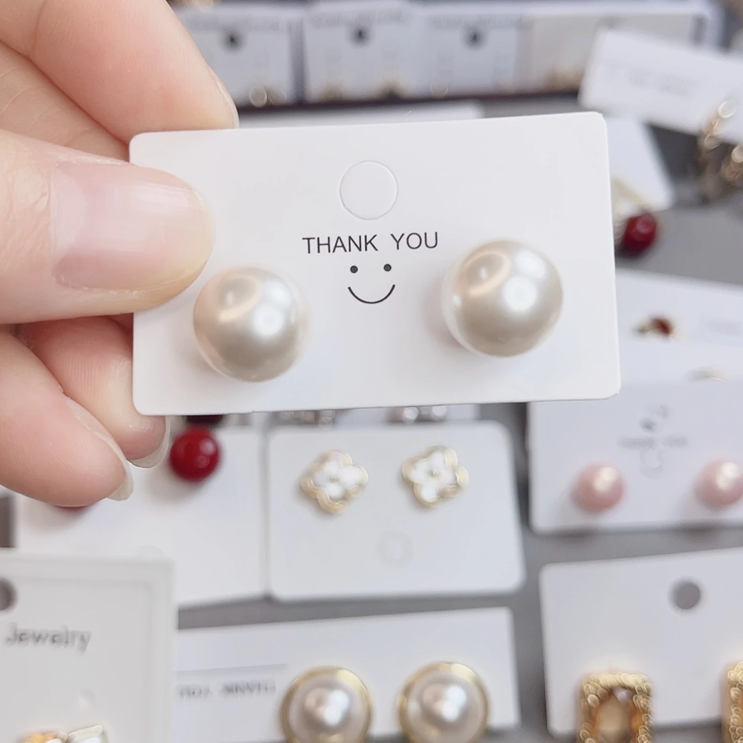 铅玻璃纯铜925银白色珍珠耳钉