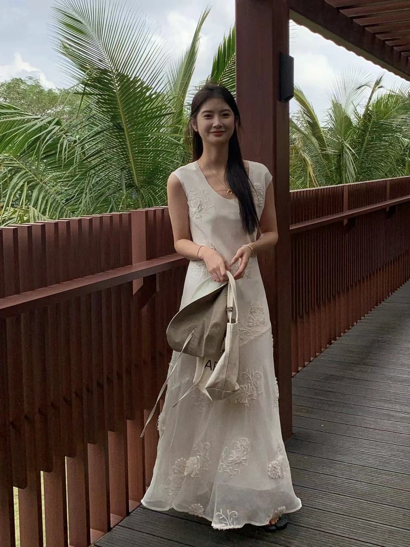 温柔瑶-Ersan#气质立体花朵连衣裙#7278（裙长130cm）【福福】