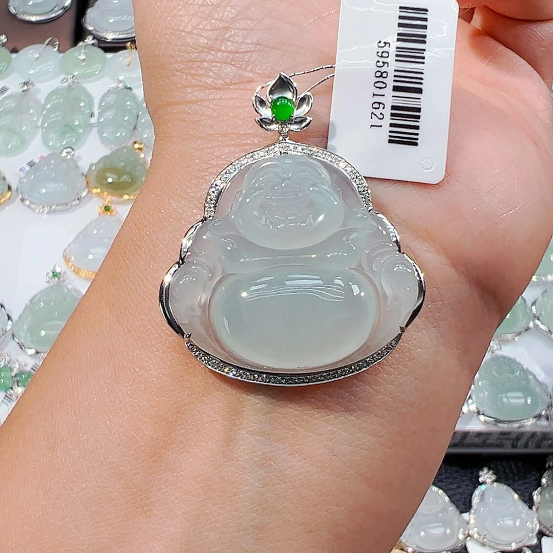 吊坠(不含链)18K金镶嵌翡翠佛公