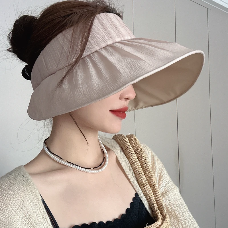 25春夏/UPF50+轻盈又乔其纱UV黑胶空顶帽女蛋卷帽太阳帽帽子