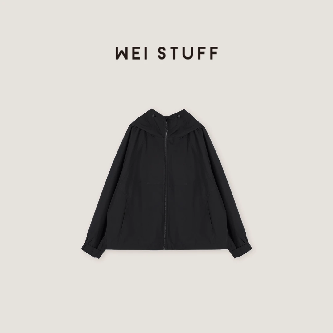 WEI STUFF 春季新款时尚百搭多色显瘦休闲宽松连帽风衣外套 8838