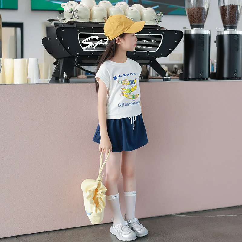 女童潮流夏款短袖两件套2025款夏季儿童休闲卡通套装女孩时髦穿搭