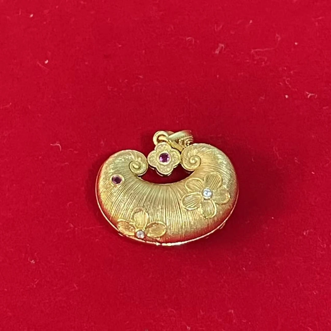 吊坠足银 【灿兴珠宝】微镶拉丝花朵福袋吊坠