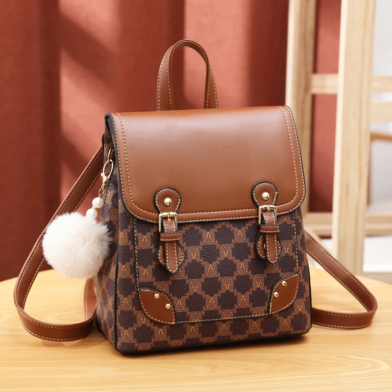 包包女2025新款时尚背包女士大容量旅行书包百搭双肩包女包潮韩版