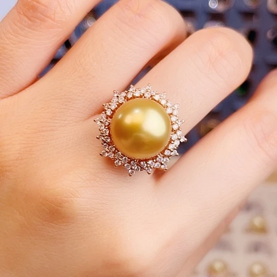 18K金镶嵌戒指海水珍珠