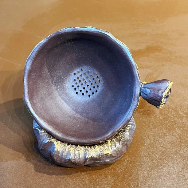 全手工荷叶莲子设计宜兴紫砂茶漏功夫茶具配件