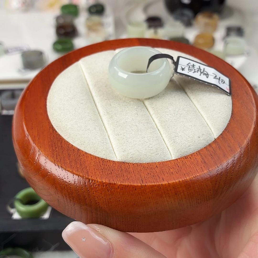 和田玉未镶嵌戒指Q22白墩墩内径17.3