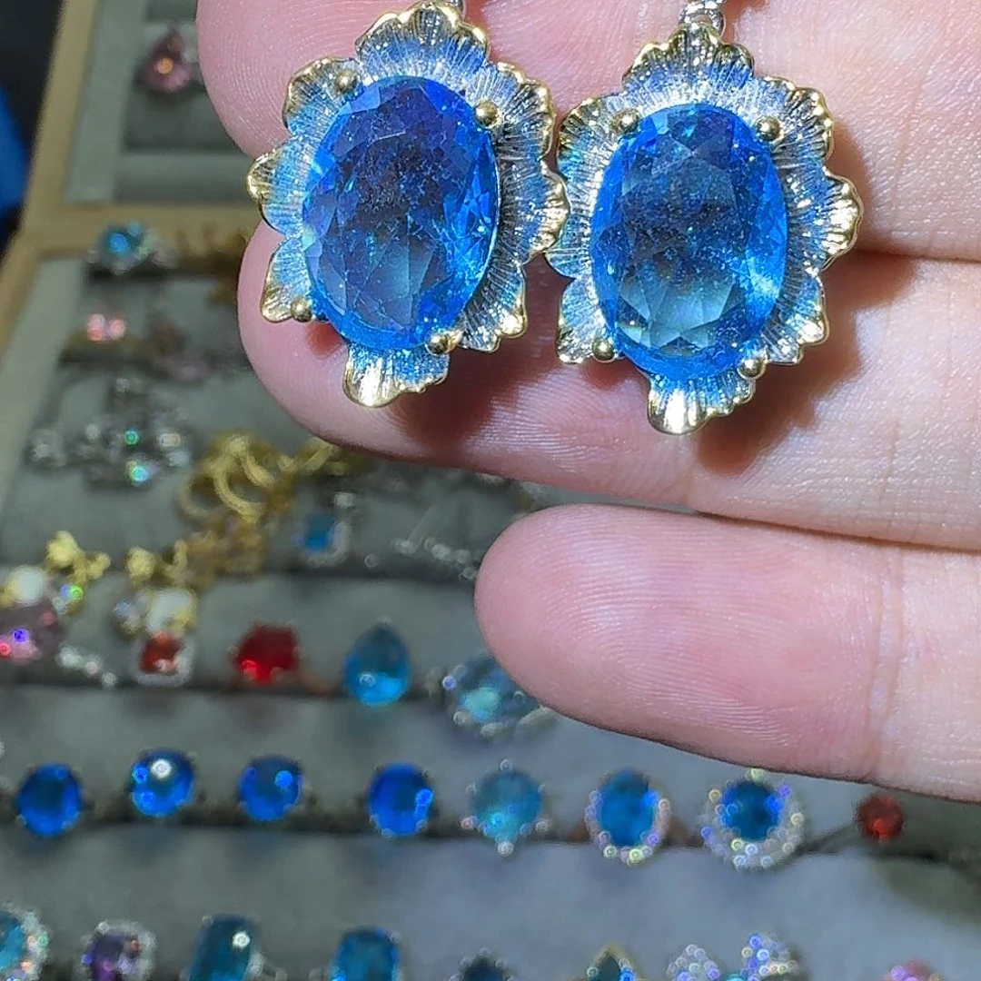 托帕石戒指银S925镶嵌