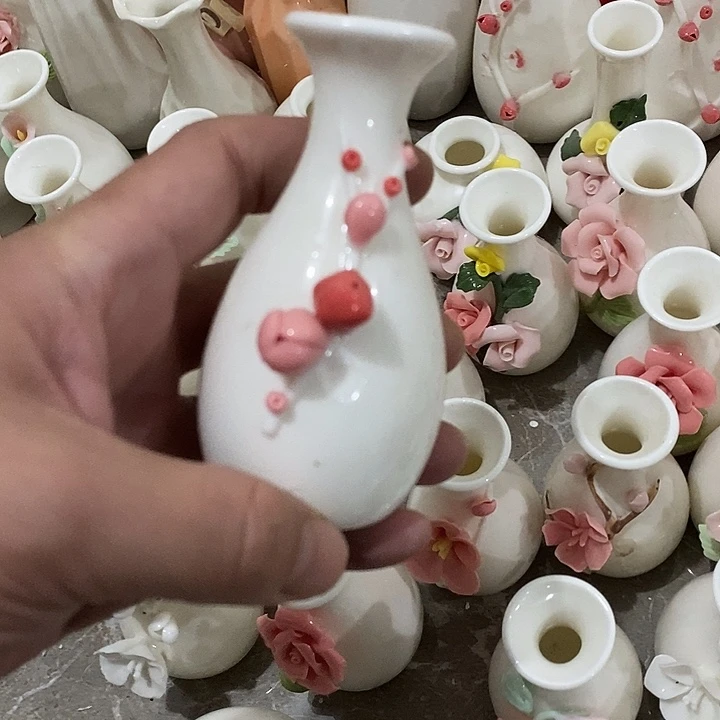 瓷片纯手工陶瓷花摆件瑕