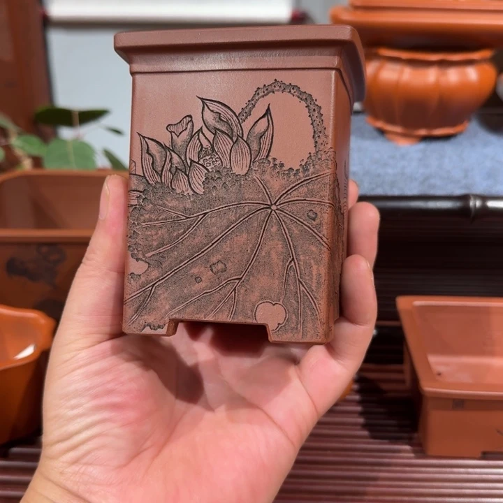 天***涯紫砂花盆原矿紫泥