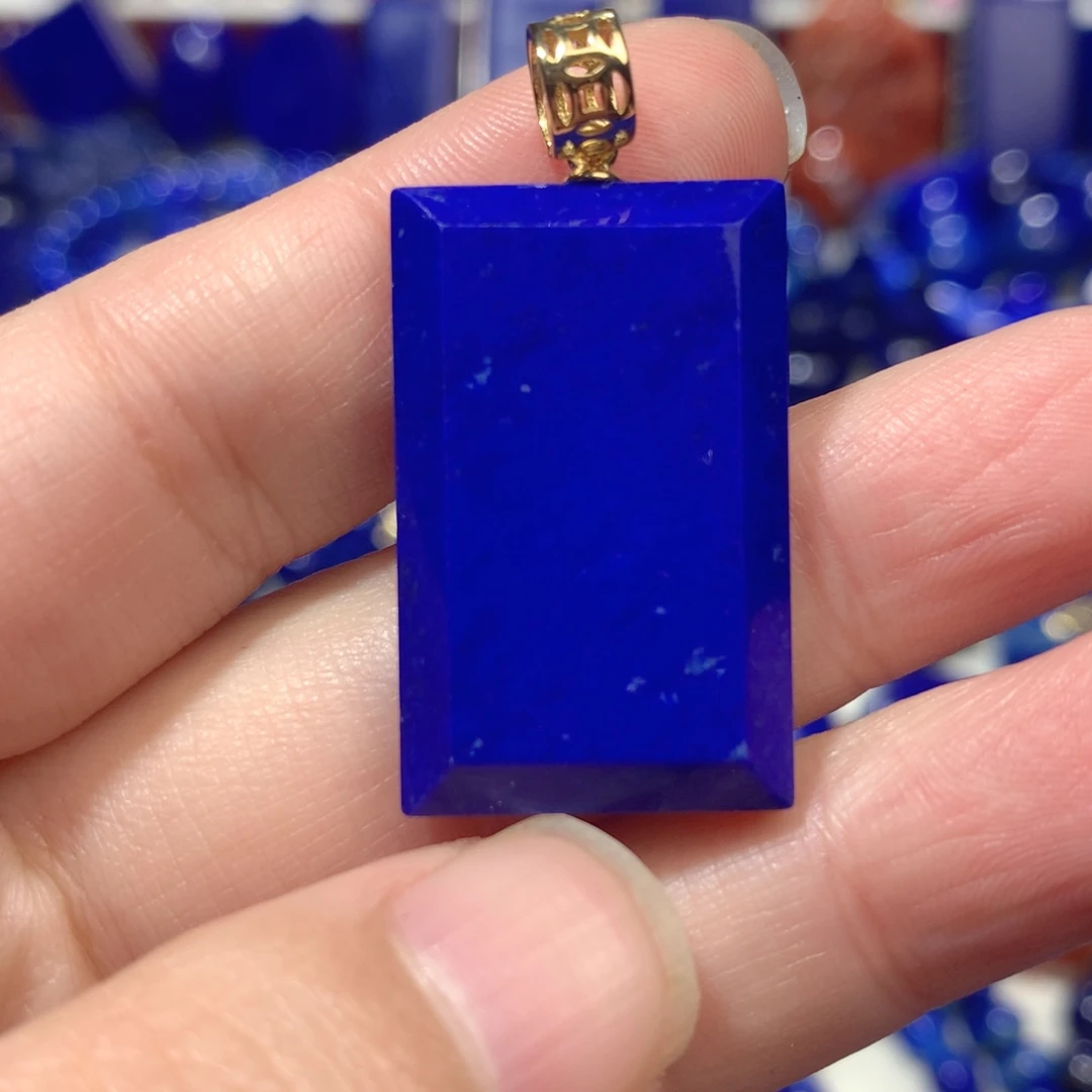 青金石银S925镀金镶嵌挂件