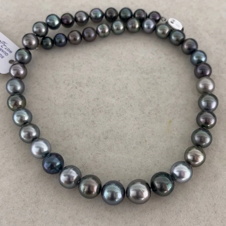 海水珍珠未镶嵌颈饰大溪地炫彩黑珍珠7.7-10