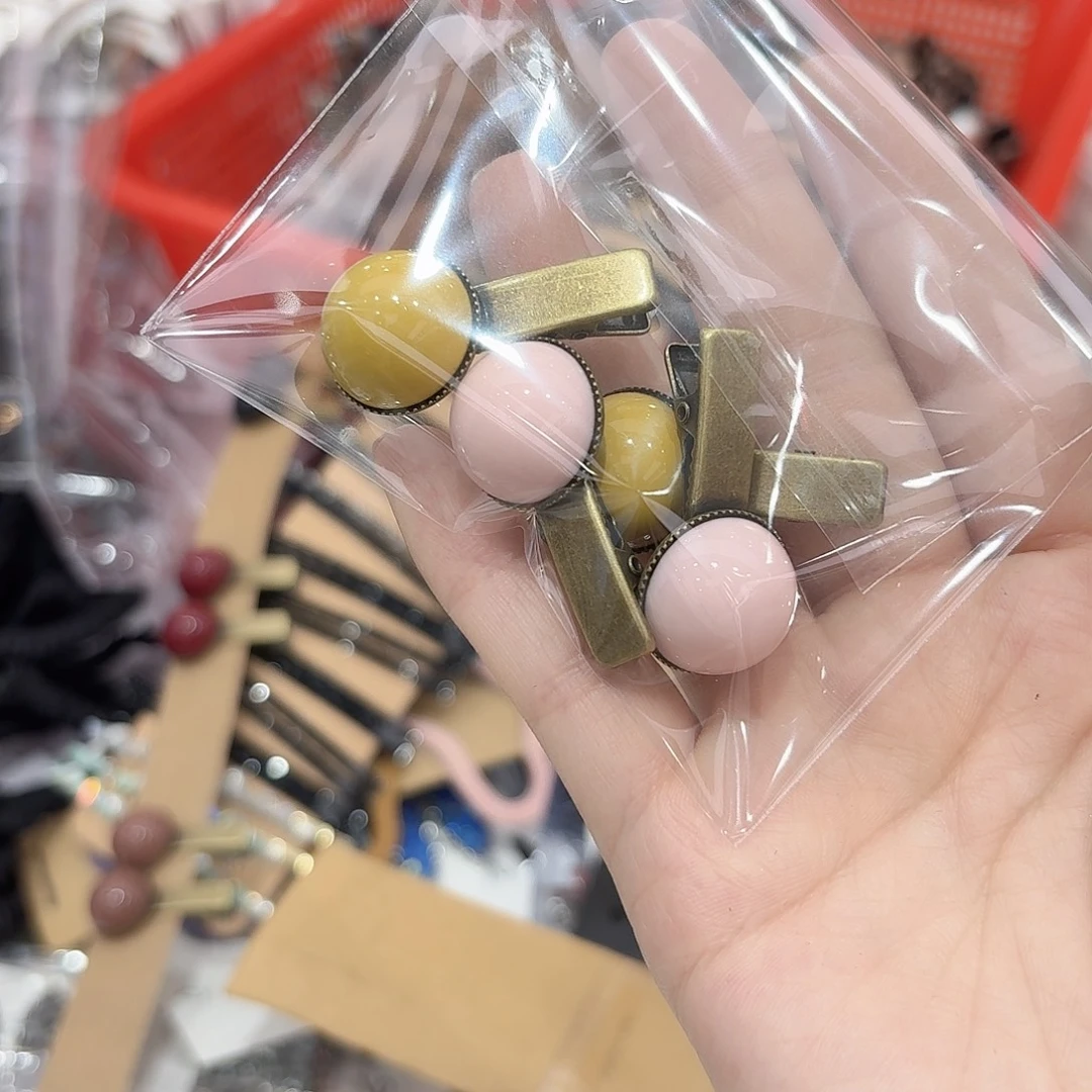 非金属布艺粉色黄色各一对