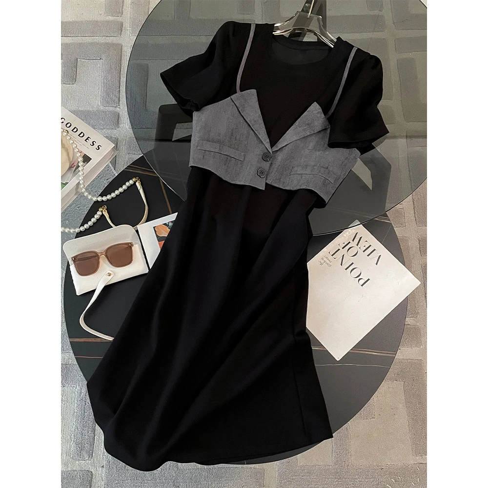 2025夏季森系直筒纯欲风轻奢连衣裙简约薄款遮肚子民族风年轻裙子