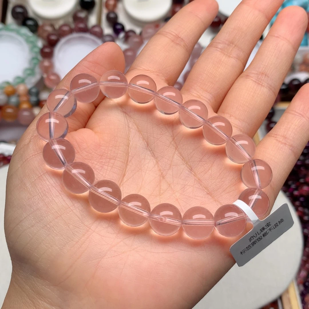 水晶手链未镶嵌冰橘粉10.5