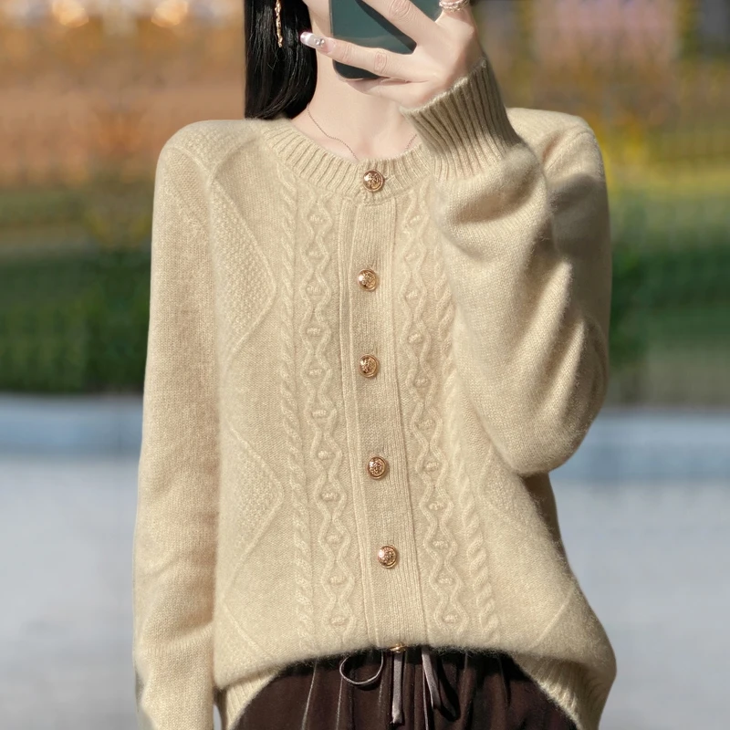 胖mm春秋大码外搭羊毛针织开衫女薄款2025新款高级感爆款毛衣外套