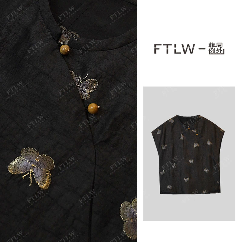 板熙FTLW-【彩蝶】轻奢气质时尚优雅女装上衣短袖T恤-3561