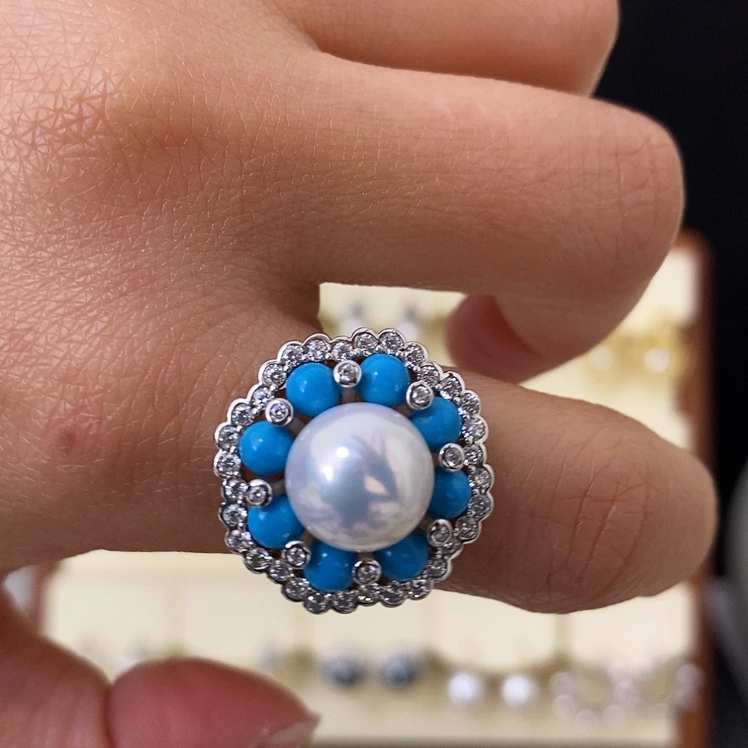 银S925镶嵌淡水珍珠戒指