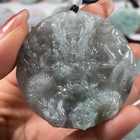 翡翠颈饰未镶嵌龙凤呈祥两面工福利